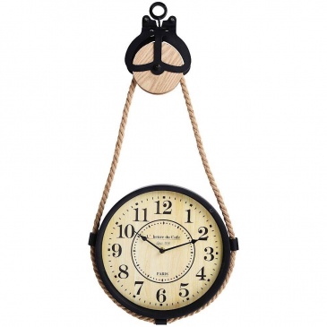 Zegar ścienny, metalowy, na sznurze, linie, retro, loft, 30 cm