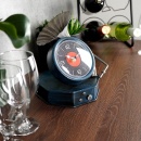 Zegar stołowy gramofon metalowy granatowy retro vintage 16,5x16,5 x 19 cm