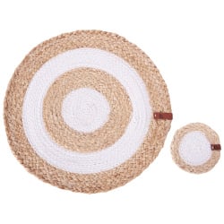 Zestaw 12 podkładek na stół tumeric naturalny juta