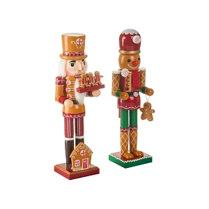 Zestaw 2 figurek dekoracyjnych GRANSJON Dziadek do orzechów 35 cm Pomarańczowy