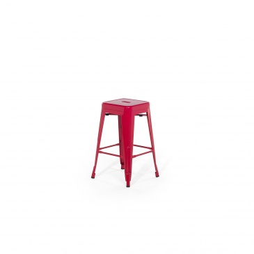 Zestaw 2 krzeseł barowych czerwone wysokość 60 cm Faggio BLmeble
