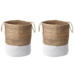 Zestaw 2 koszy jutowych biały z beżowym gajar