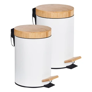 Zestaw 2 koszy na śmieci z pedałem 3 L ECOSMART Metal Biały Zestaw 2 koszy na śmieci z pedałem 3 L ECOSMART Metal Biały
