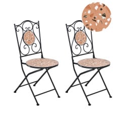 Zestaw 2 krzeseł ogrodowych ADRANO Składane Metal Czarny Zestaw 2 krzeseł ogrodowych ADRANO Składane Metal Czarny