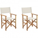 Zestaw 2 krzeseł ogrodowych akacjowych jasne drewno z białym CINE