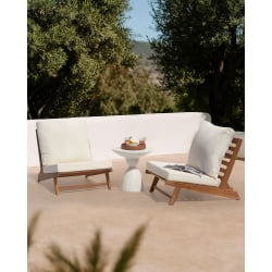 Zestaw 2 krzeseł ogrodowych z poduszkami MICCIANO Drewno akacjowe Złamana biel Zestaw 2 krzeseł ogrodowych z poduszkami MICCIANO Drewno akacjowe Złamana biel