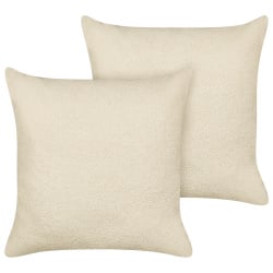Zestaw 2 poduszek leuzea boucle 60 x 60 cm jednolity beżowy Zestaw 2 poduszek leuzea boucle 60 x 60 cm jednolity beżowy