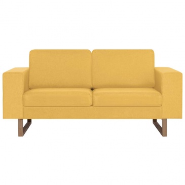 Zestaw 2 sof tapicerowanych tkaniną żółty