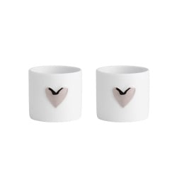 Zestaw 2 świeczników na tealight - srebrne serce