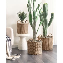 Zestaw 3 doniczek PENDULA Technorattan 33/37/45 cm Naturalny