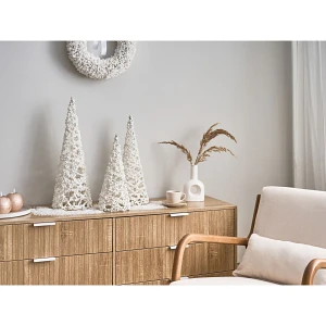 Zestaw 3 figurek dekoracyjnych ROSAN Choinka 40/50/60 cm Biały