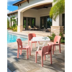 Zestaw 4 krzeseł ogrodowych BETIM Koralowy Zestaw 4 krzeseł ogrodowych BETIM Koralowy