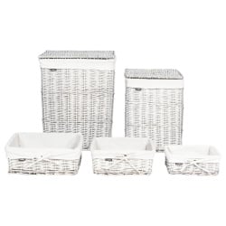 Zestaw 5 koszy wiklinowych biały ella