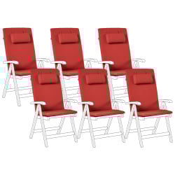 Zestaw 6 poduszek ogrodowych JAVA/AMANTEA PREMIUM 50 x 70 cm Czerwony