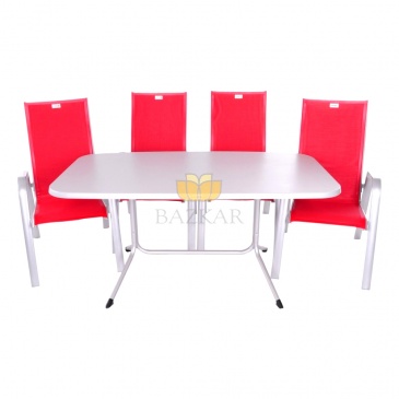 Zestaw mebli ogrodowych (krzesła sztaplowane) 155x90x72cm Bazkar Acatop/Avenue czerwony