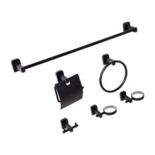 Zestaw akcesoriów toaletowych 6 elementów POCONE Z uchwytami i haczykami na ręczniki Czarny