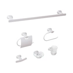 Zestaw akcesoriów toaletowych 6 elementów TOCOPILLA Z uchwytami i haczykami na ręczniki Srebrny