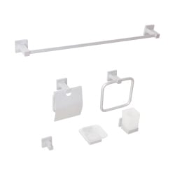 Zestaw akcesoriów toaletowych 6 elementów UVITA Z uchwytami i haczykami na ręczniki Srebrny