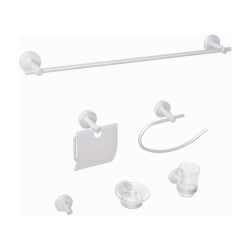 Zestaw akcesoriów toaletowych 6 elementów ZARUMA Z uchwytami i haczykami na ręczniki Srebrny