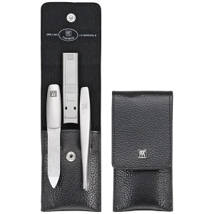 Zestaw do manicure Zwilling Twinox – czarne, skórzane etui, 3 elementy Czarny Zestaw do manicure Zwilling Twinox – czarne, skórzane etui, 3 elementy Czarny