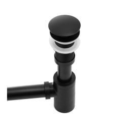 Zestaw korek klik-klak i syfon do umywalki bez przelewu czarny