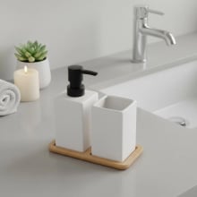 Zestaw łazienkowy dolomitowy biały 3 el.