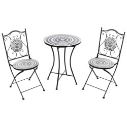 Zestaw mebli balkonowych Składane COMISO Metal Czarny/ biały