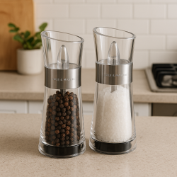 Zestaw młynków do soli i pieprzu Inverta Flip Chrom Cole&Mason przezroczysty