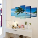 Zestaw obrazów Canvas 100 x 50 cm Plaża i Palmy
