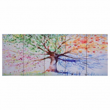 Zestaw obrazów z deszczowym drzewem, kolorowy, 200x80 cm