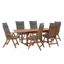 Zestaw ogrodowy drewniany stół i 6 krzeseł z poduszkami grafitowymi JAVA