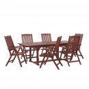 Zestaw ogrodowy drewniany stół i 6 krzeseł z szarymi poduszkami TOSCANA