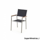 Zestaw ogrodowy mahoniowy blat 180 cm 6-osobowy czarne krzesła Efraim BLmeble
