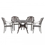Zestaw ogrodowy stół i 4 krzesła metalowy brązowy SALENTO