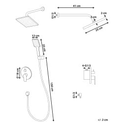 Zestaw prysznicowy podtynkowy z deszczownicą CANAIMA Złoty Zestaw prysznicowy podtynkowy z deszczownicą CANAIMA Złoty
