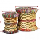 Zestaw stołków bambusowych w stylu chindi 2 szt. kolorowe