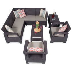 Zestaw z narożnikiem Corfu Relax Weekend : Kolor - brąz/taupe